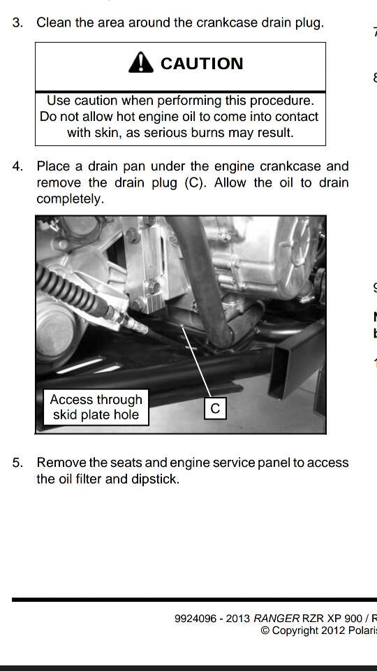 Picture of the oil drain plug location Polaris RZR Forum RZR