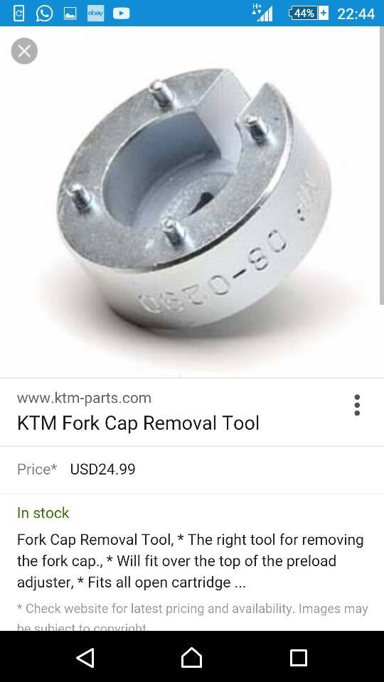 KTM WP 50mm Fork Cap Spanner Tool - For Closed & Open Cartridge Forks (Dirt Bike Maintenance)