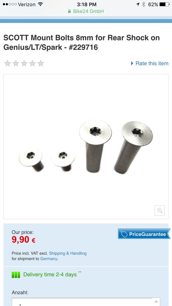 '16 Genius 940 Bent Rear Shock Mounting Bolt Mountain Bike Reviews