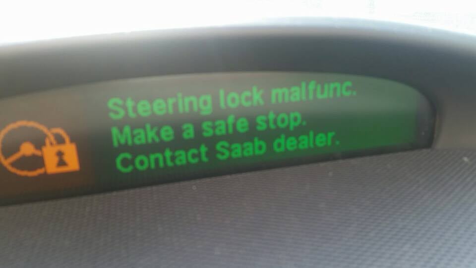 "Steering lock malfunction" message SaabCentral Forums