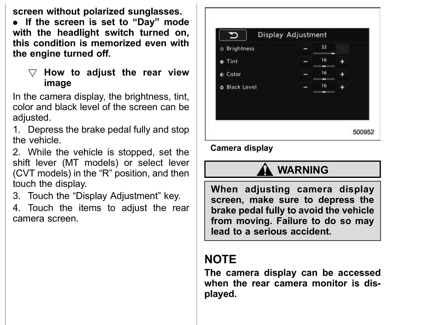 ('14'18) Adjust brightness for backup camera Subaru Forester