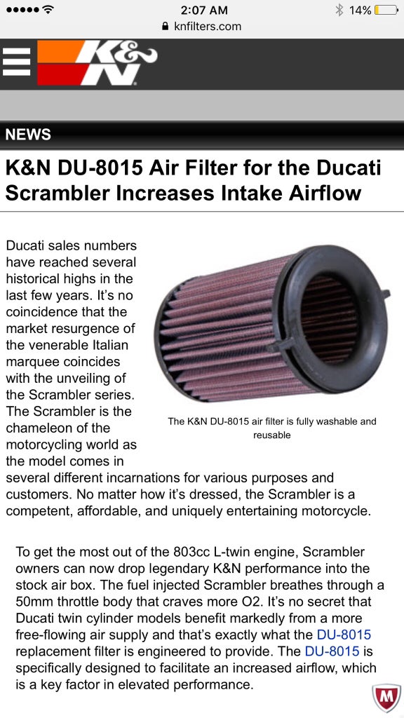 Air filter question Ducati Scrambler Forum