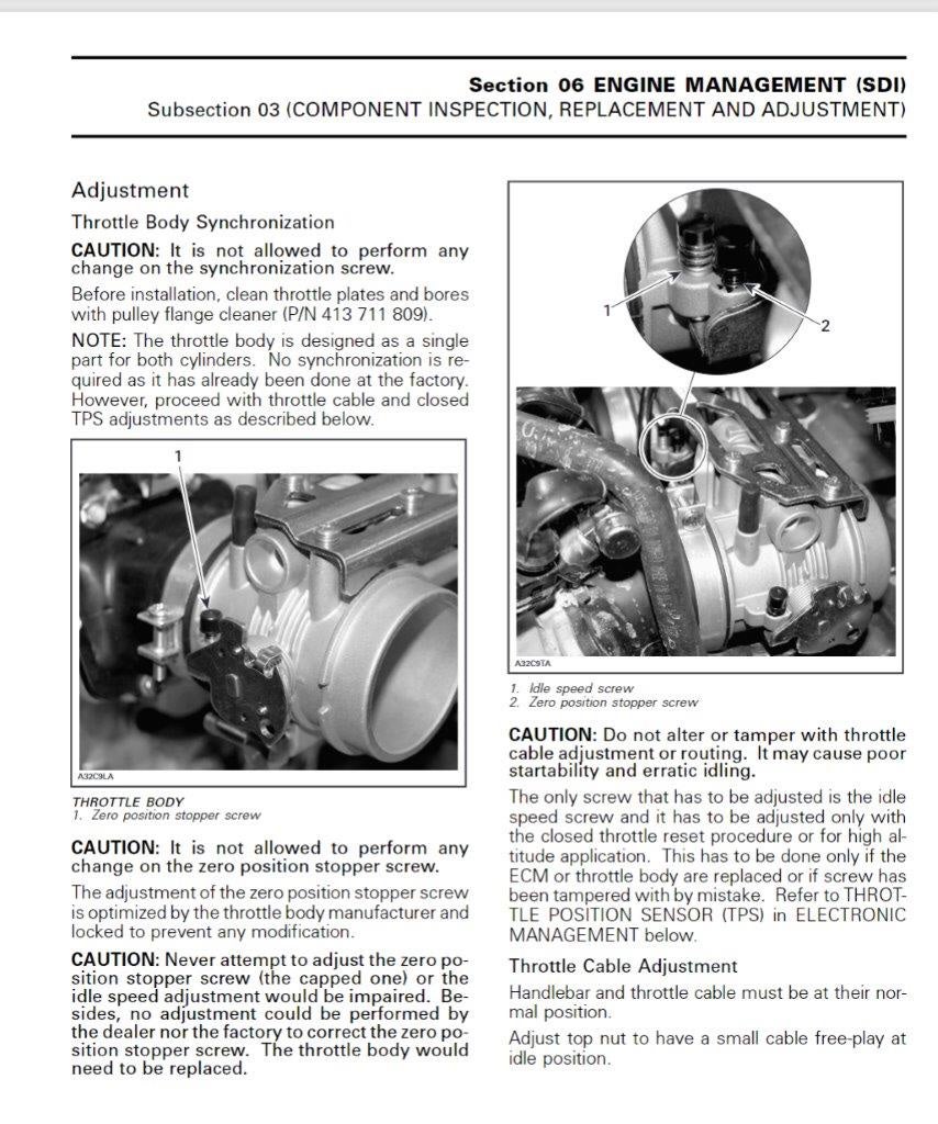 how to adjust idle on SDI SkiDoo Snowmobiles Forum