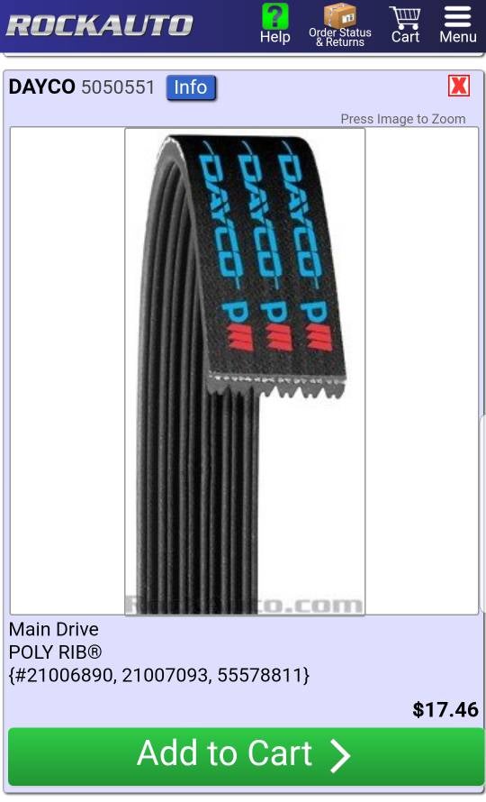 Serpentine belt Chevrolet Cruze Forums