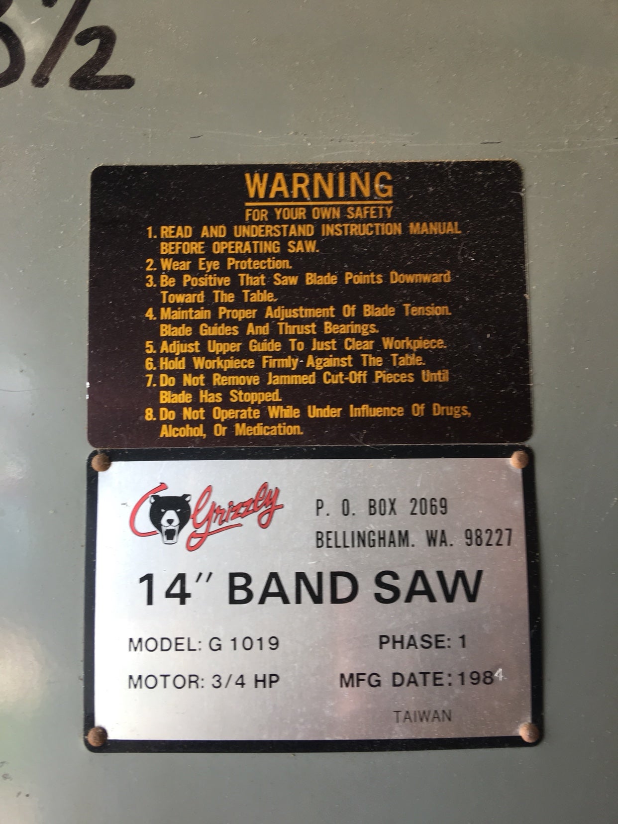 1992 14 Grizzly G1019 Band Saw Gavel Roads Online Auctions, 43 OFF