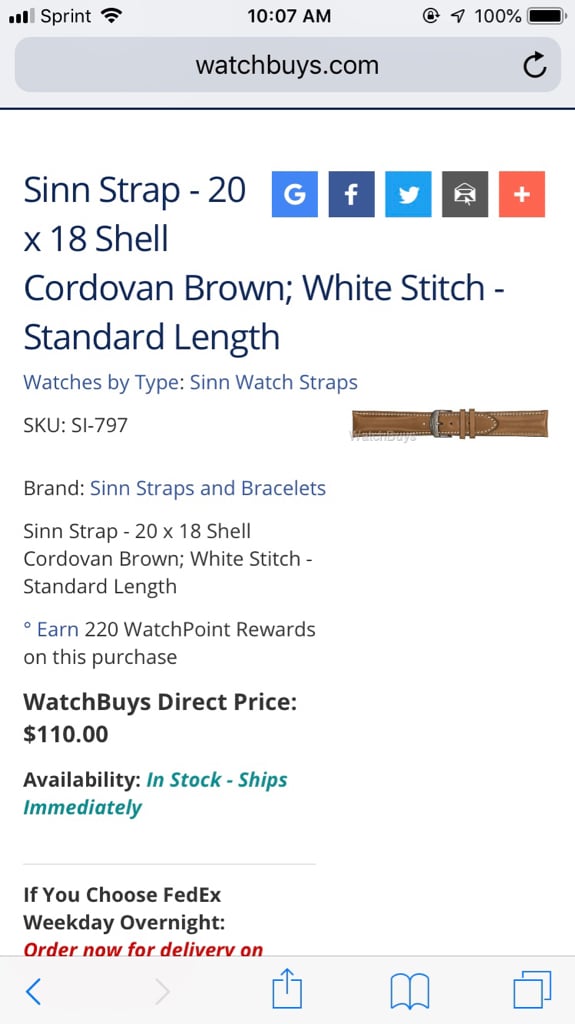 Sinn Shell Cordovan Strap Watchuseek Watch Forums