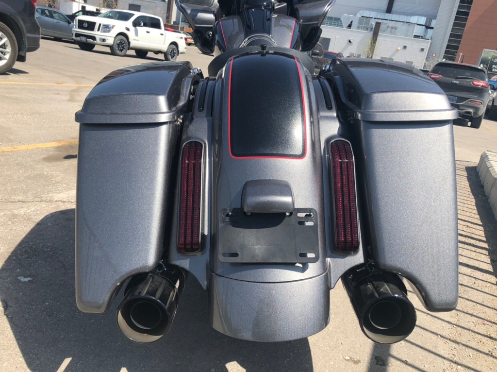 CVO GLOSS BLACK HEAR SHIELDS, CVO MUFFLERS with FULLSAC 2.25” BAFFLES