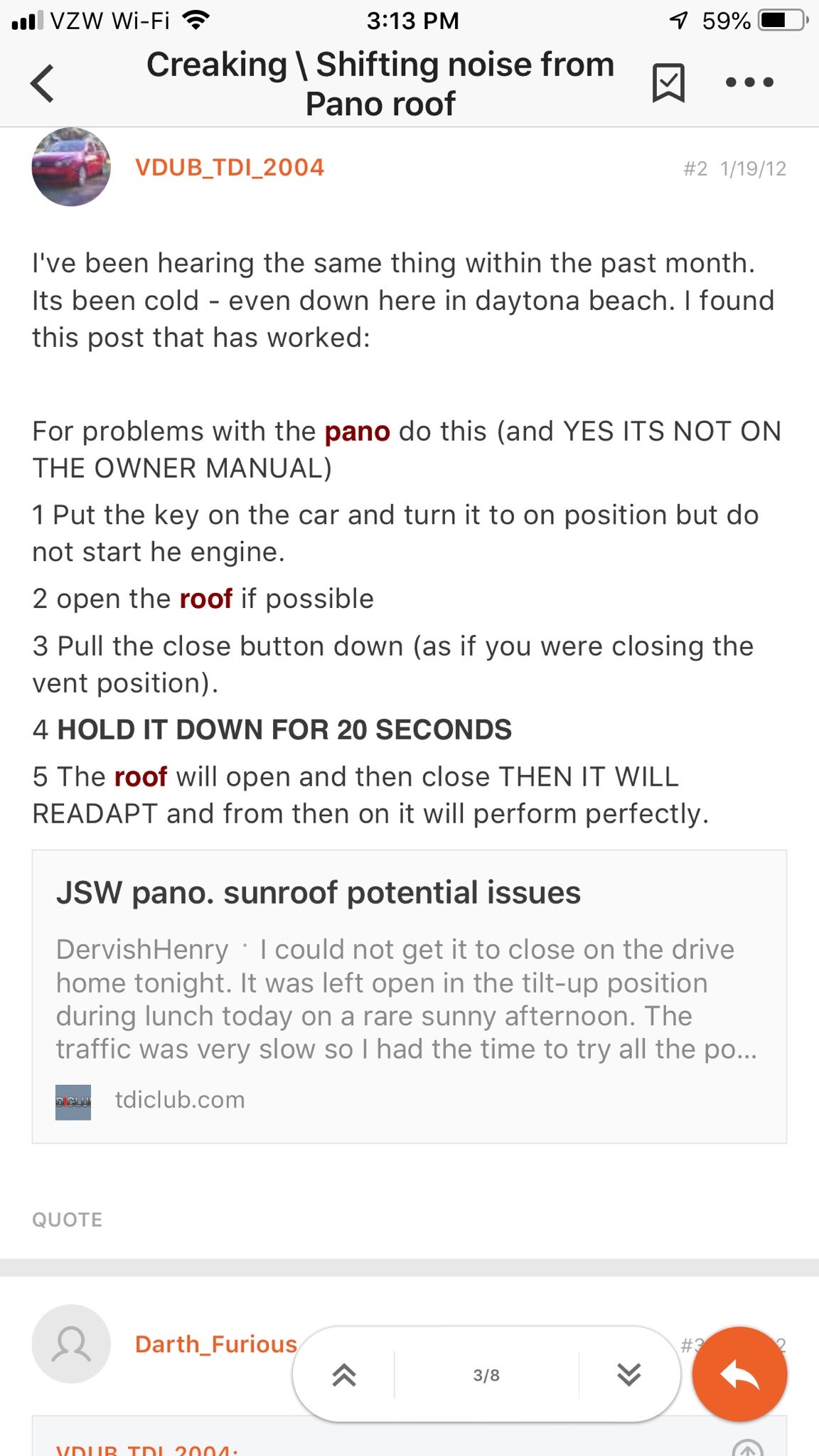 Panoramic sunroof rattle VW Vortex Volkswagen Forum