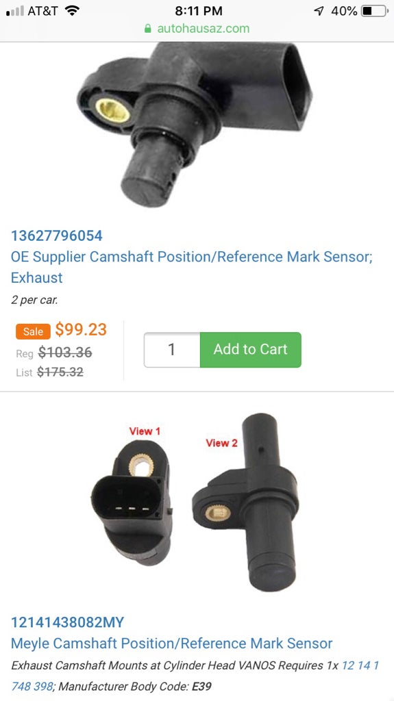 P0024 Exhaust Cam sensor which one? BMW M5 Forum and M6 Forums