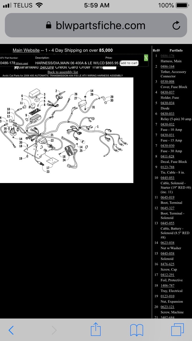 2006 Arctic Cat VIN HELP/ WIRING HARNESSES Issue | Arctic Chat : Arctic