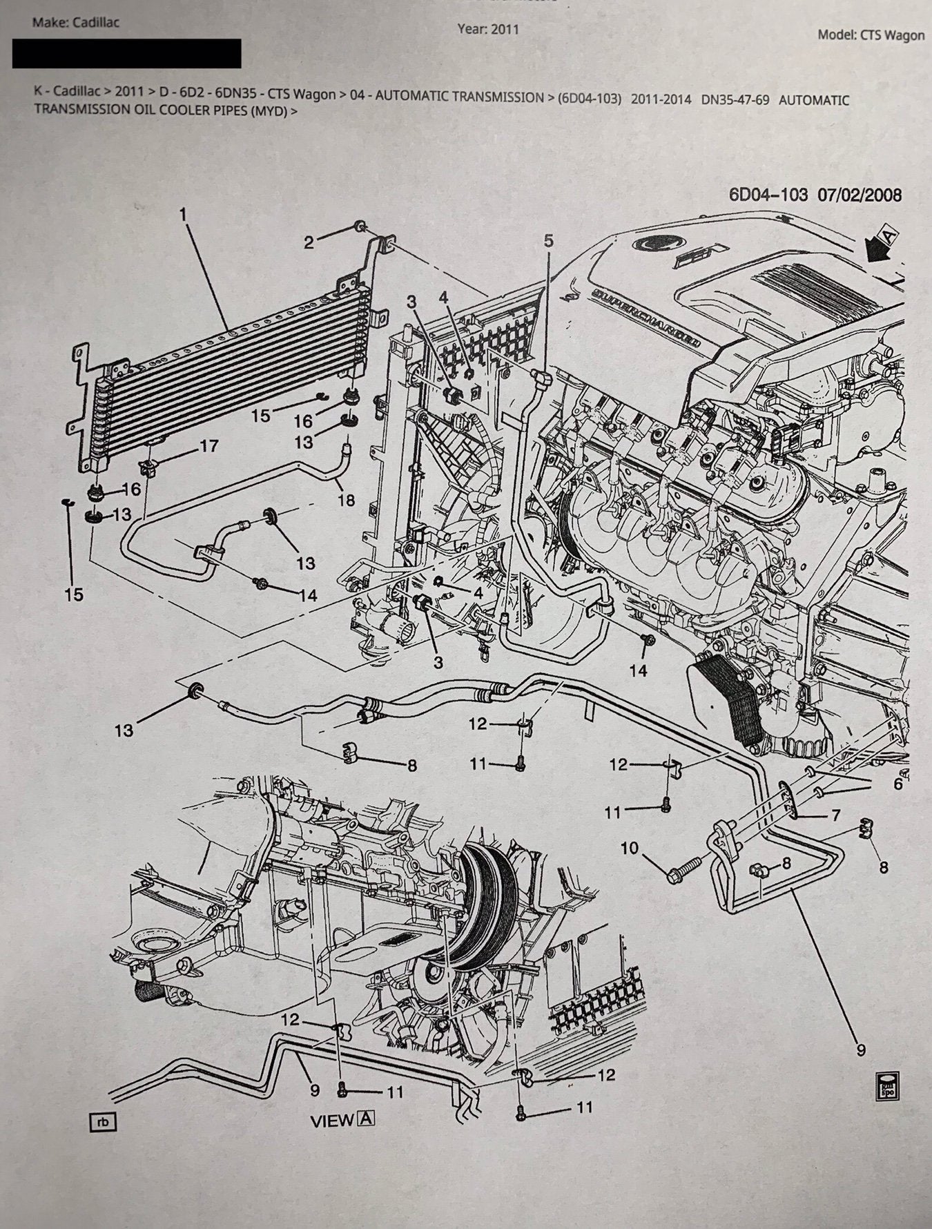 View of the transmission cooler lines Cadillac CTSV Forum