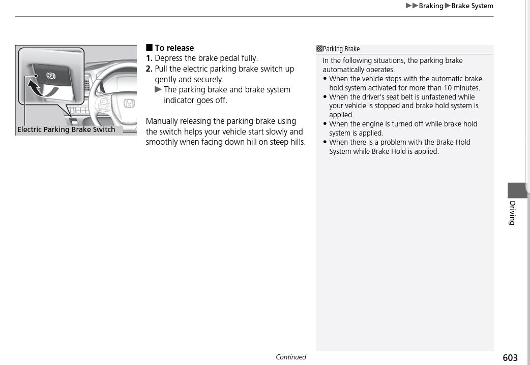 Automatic Parking Brake? Honda Odyssey Forum