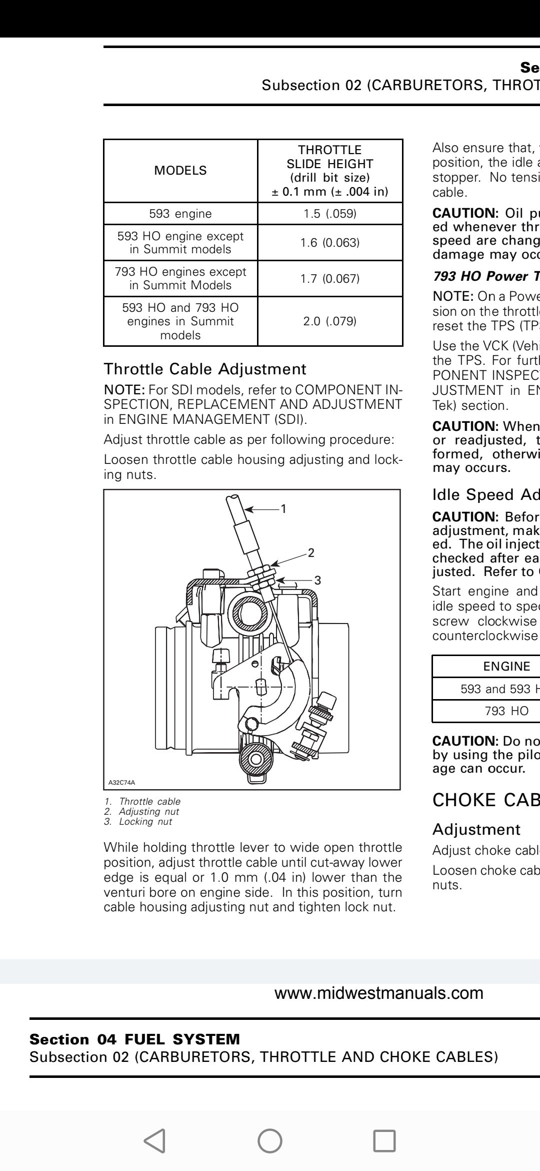 Adjusting throttle cable SkiDoo Snowmobiles Forum