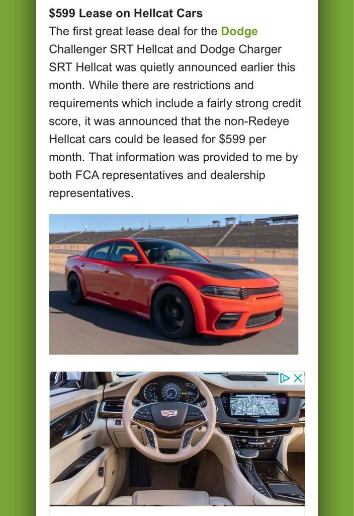 dodge charger hellcat lease price