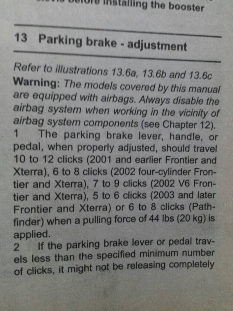 Parking brake not working Nissan Frontier Forum