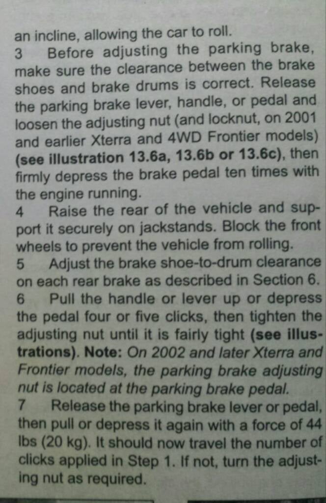 Parking brake not working Nissan Frontier Forum