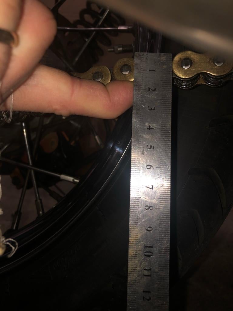 Measuring chain slack Triumph Rat Motorcycle Forums