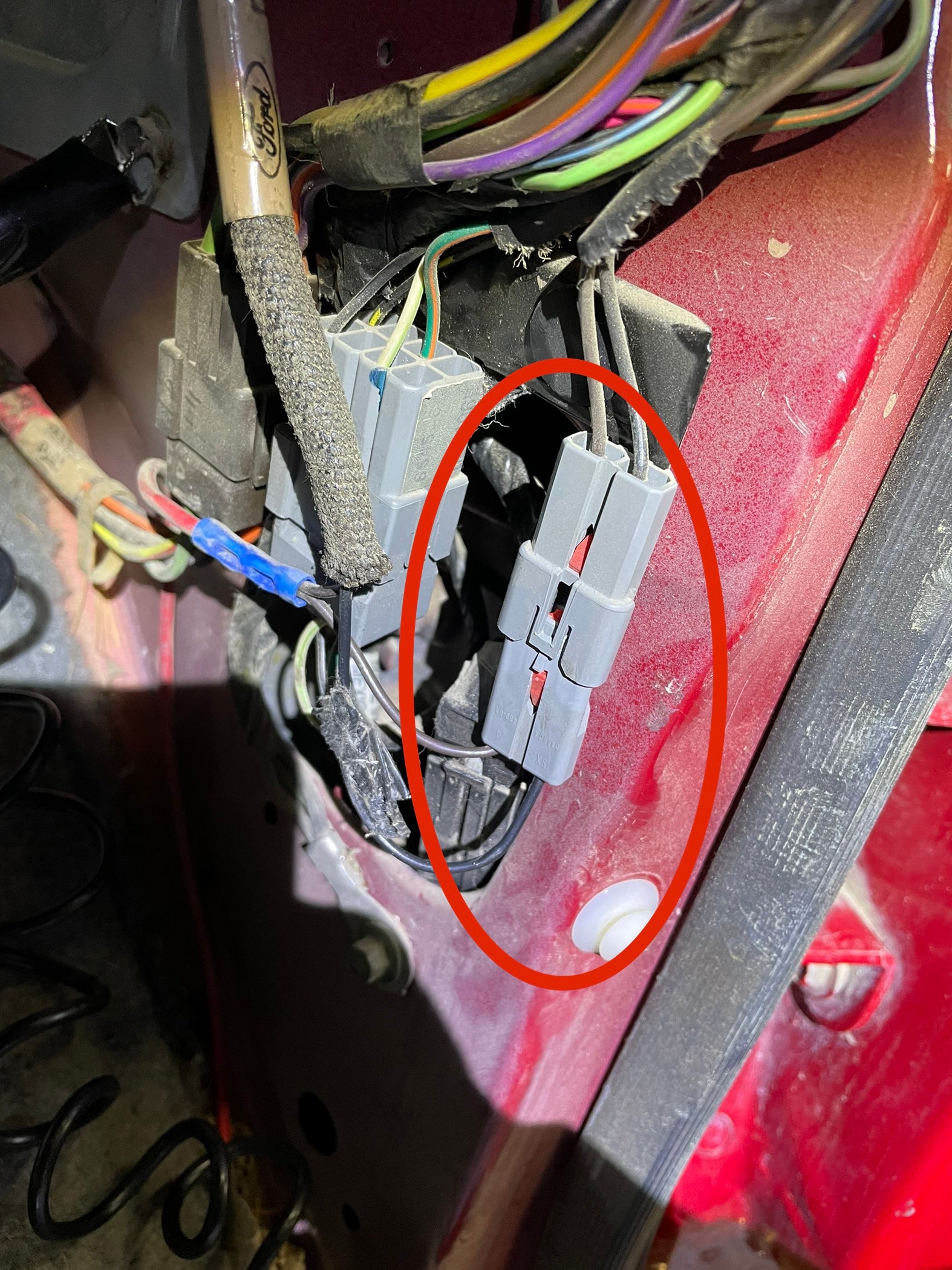 Any idea what this wire/connector is? Passenger kick panel The Diesel