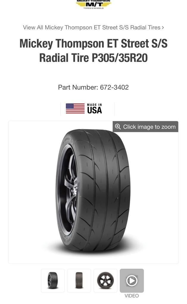 NIB Mickey Thompson P305/35R20 ET Street S/S Tire | SRT Hellcat Forum
