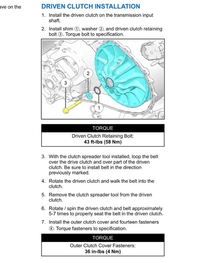 2022 PXP Secondary Clutch Bolt Torque Spec? Answer 26 fps Polaris