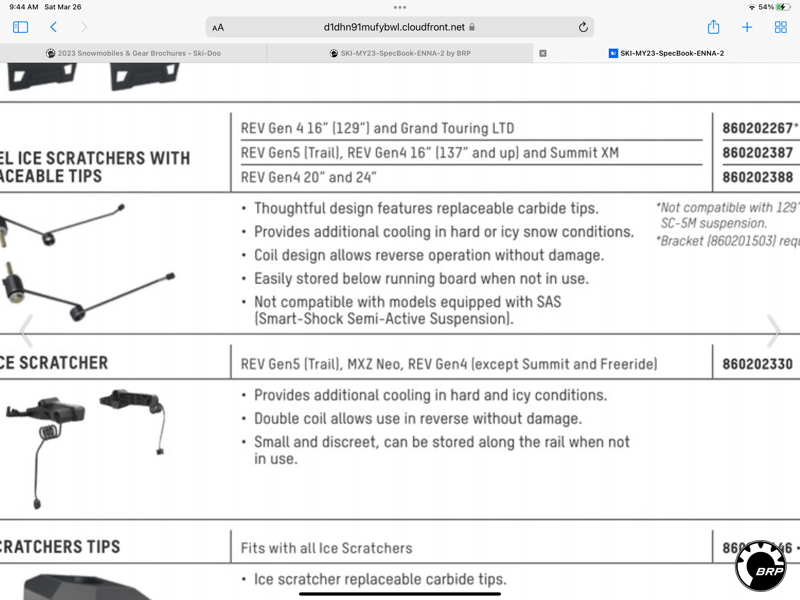 Ice scratchers for the Mach z SkiDoo Snowmobiles Forum