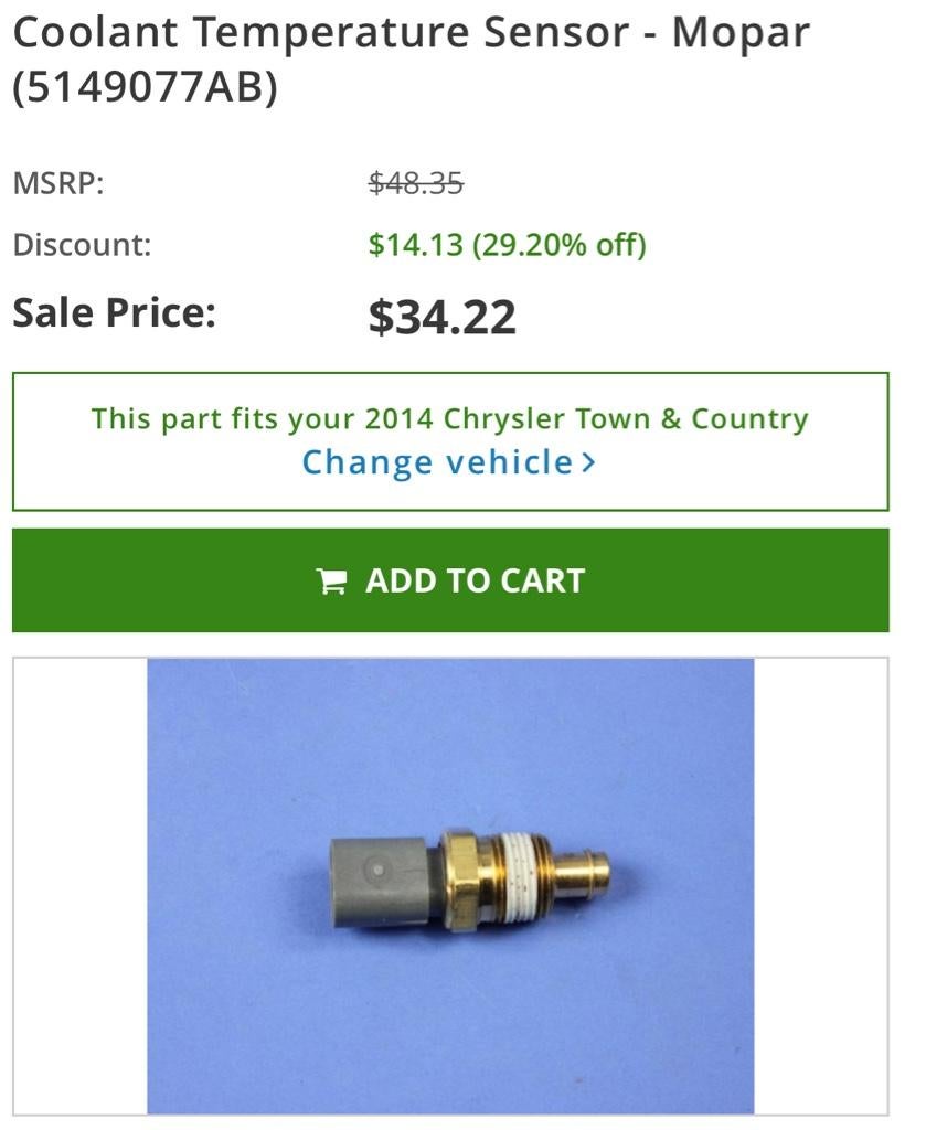 Fluid temp sensor/coolant temp sensor/oil temp sensor? The Chrysler